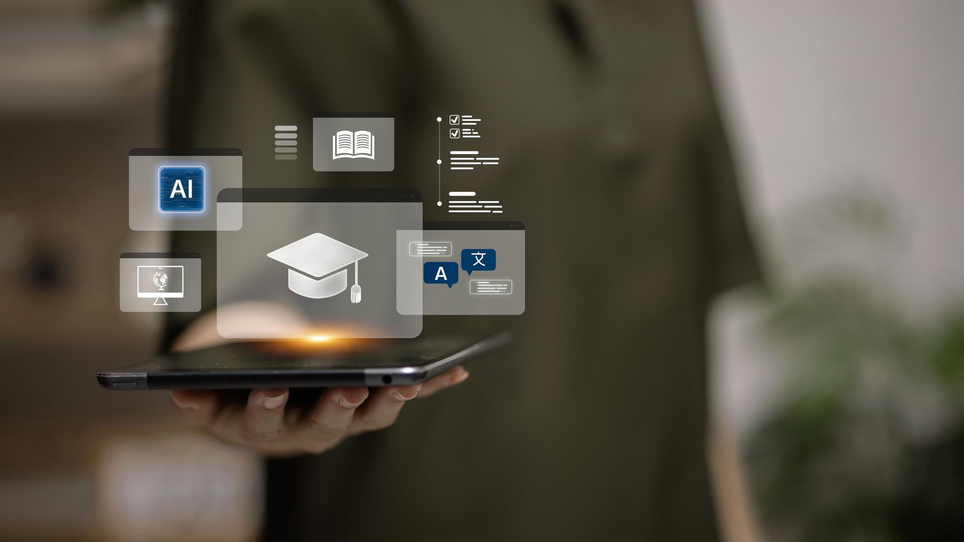 Online Education and Artificial Intelligence Learning Concept on Tablet